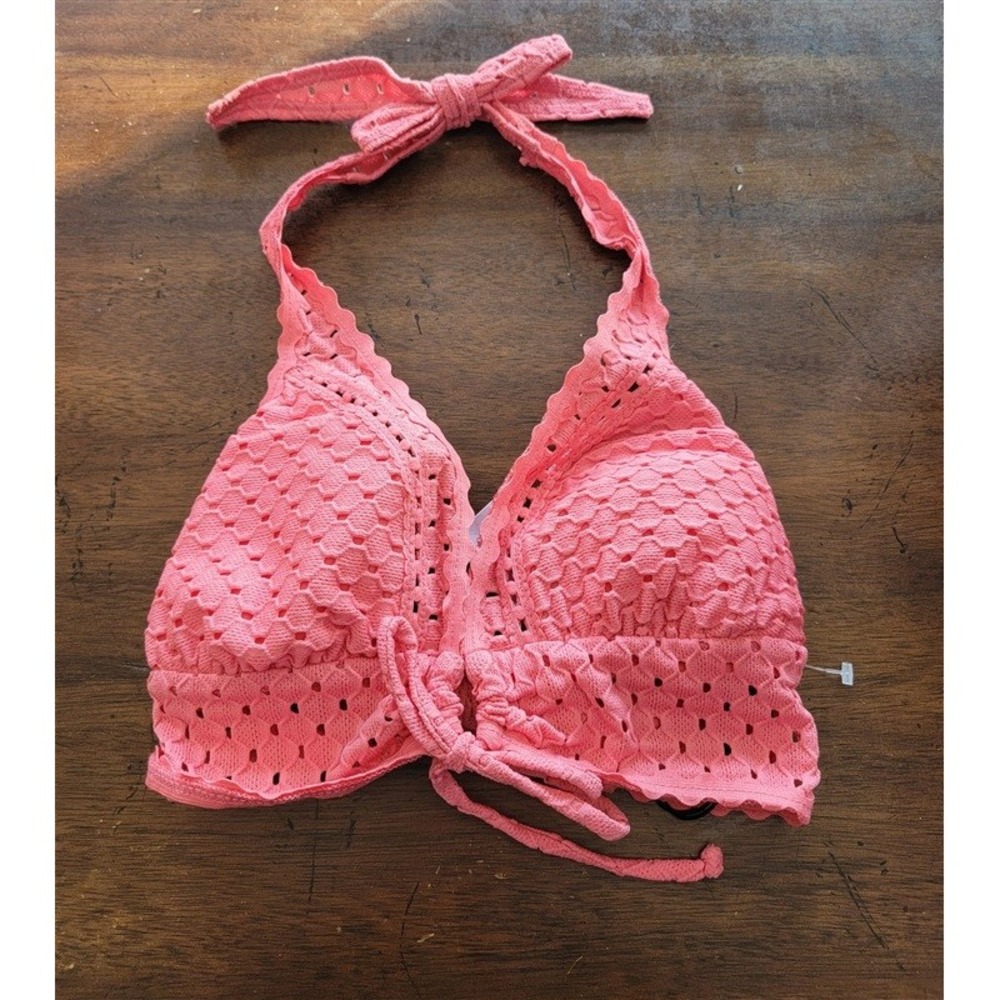 NWT Robin Piccone XS Carly Halter Coral Bikini Top 123034